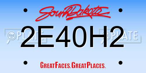 2E40H2 South Dakota License Plate
