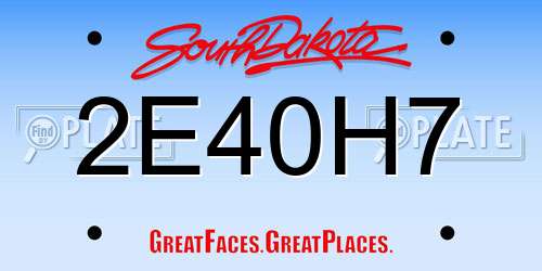 2E40H7 South Dakota License Plate