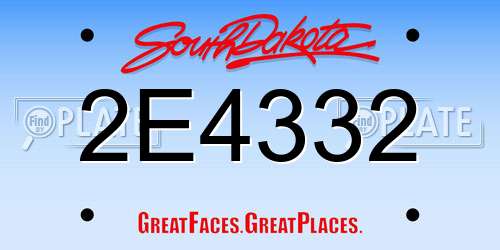 2E4332 South Dakota License Plate