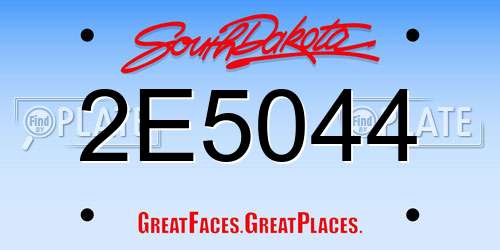 2E5044 South Dakota License Plate