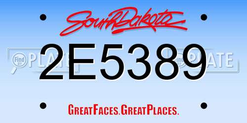 2E5389 South Dakota License Plate