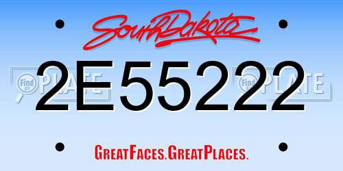 2E55222 South Dakota License Plate