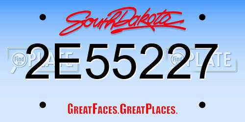 2E55227 South Dakota License Plate