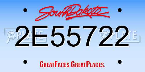2E55722 South Dakota License Plate