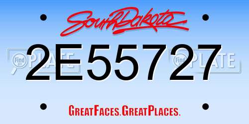 2E55727 South Dakota License Plate