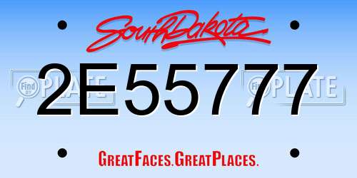 2E55777 South Dakota License Plate