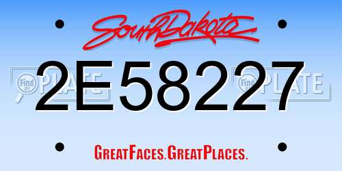 2E58227 South Dakota License Plate