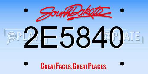 2E5840 South Dakota License Plate