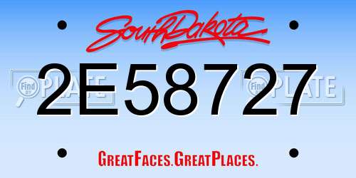 2E58727 South Dakota License Plate