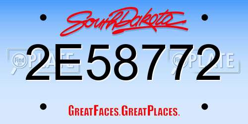 2E58772 South Dakota License Plate