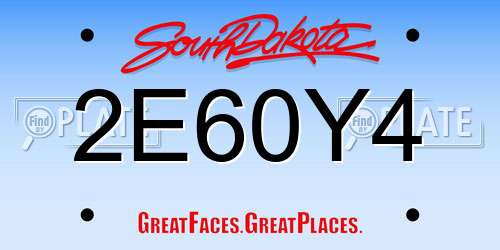 2E60Y4 South Dakota License Plate