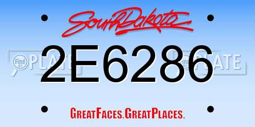 2E6286 South Dakota License Plate