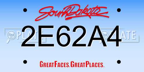 2E62A4 South Dakota License Plate