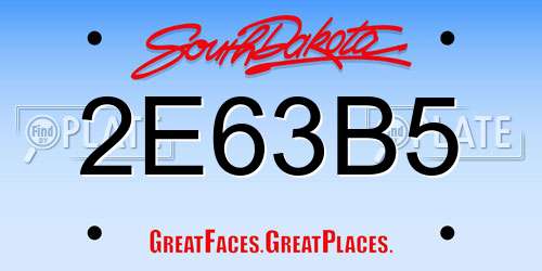 2E63B5 South Dakota License Plate