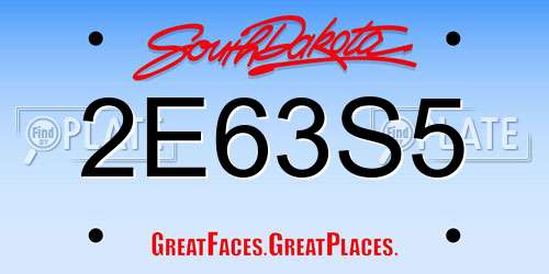 2E63S5 South Dakota License Plate