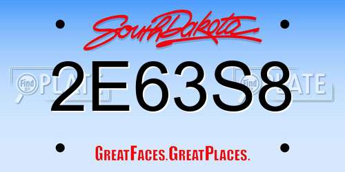 2E63S8 South Dakota License Plate