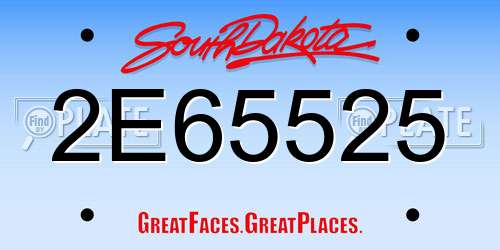 2E65525 South Dakota License Plate