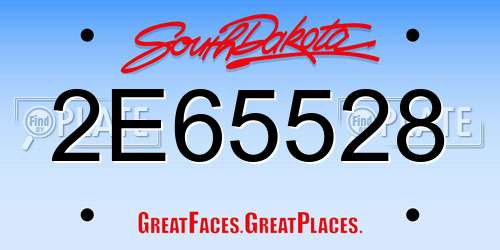 2E65528 South Dakota License Plate