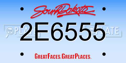 2E6555 South Dakota License Plate