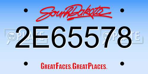 2E65578 South Dakota License Plate