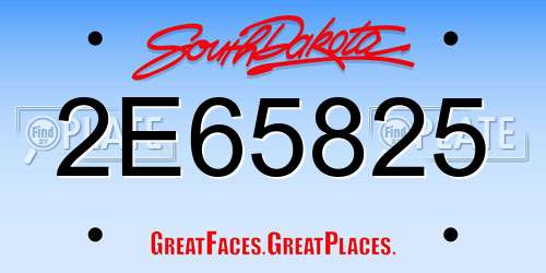 2E65825 South Dakota License Plate