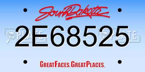 2E68525 South Dakota License Plate
