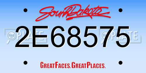 2E68575 South Dakota License Plate