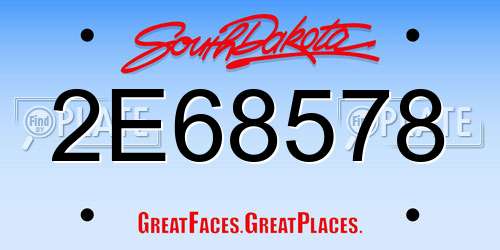 2E68578 South Dakota License Plate