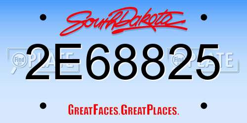 2E68825 South Dakota License Plate