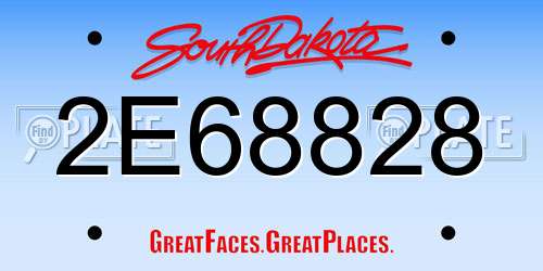 2E68828 South Dakota License Plate