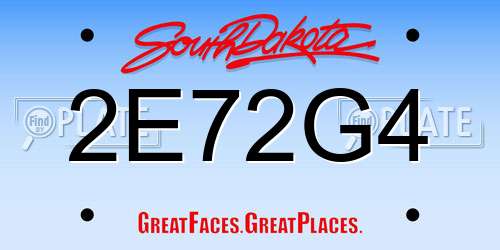2E72G4 South Dakota License Plate