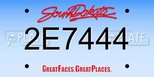 2E7444 South Dakota License Plate