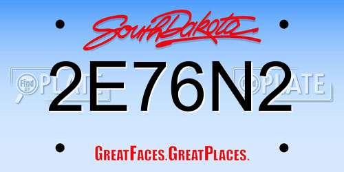 2E76N2 South Dakota License Plate