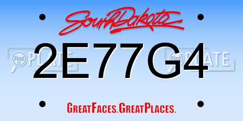 2E77G4 South Dakota License Plate
