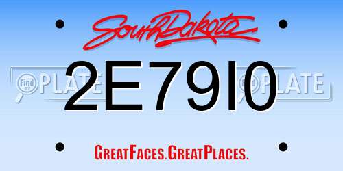 2E79I0 South Dakota License Plate
