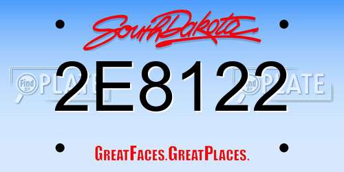2E8122 South Dakota License Plate