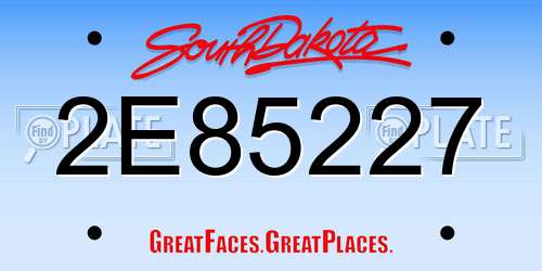 2E85227 South Dakota License Plate