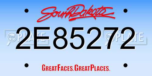 2E85272 South Dakota License Plate