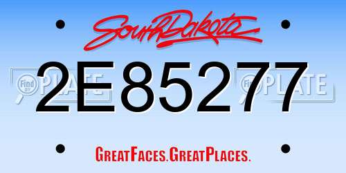 2E85277 South Dakota License Plate