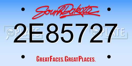 2E85727 South Dakota License Plate
