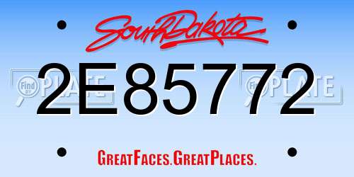 2E85772 South Dakota License Plate