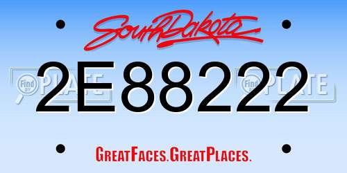 2E88222 South Dakota License Plate