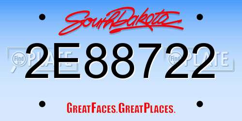 2E88722 South Dakota License Plate