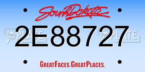 2E88727 South Dakota License Plate