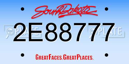 2E88777 South Dakota License Plate