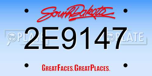 2E9147 South Dakota License Plate