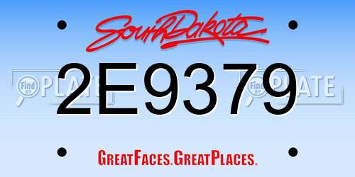 2E9379 South Dakota License Plate