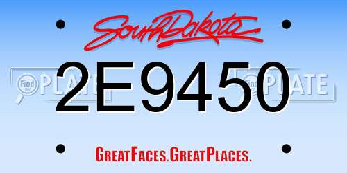2E9450 South Dakota License Plate