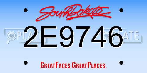 2E9746 South Dakota License Plate