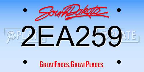 2EA259 South Dakota License Plate